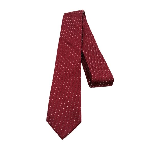 Combatant Gentlemen Silk Tie Men’s 62” Burgundy Gold Dot Corpcore Skinny New - Picture 2 of 3